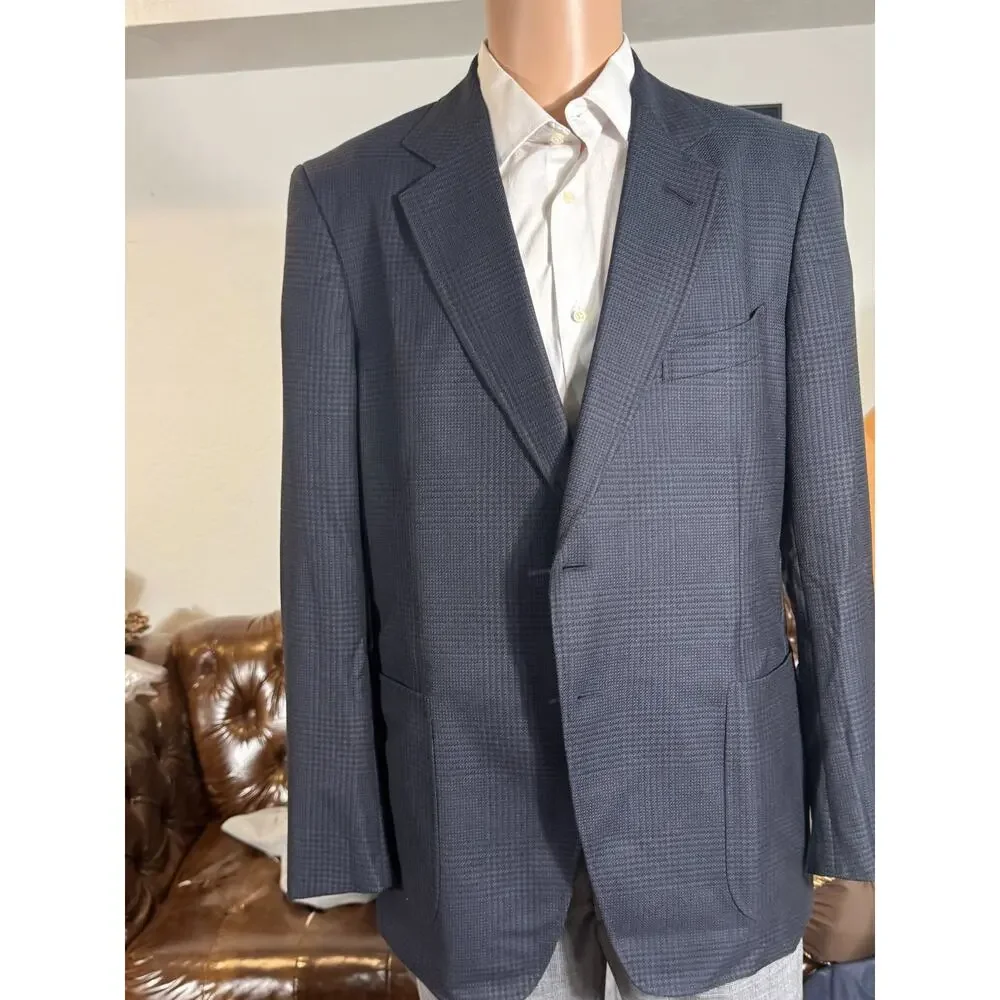 Tom Ford Blue O'Connor Houndstooth Blazer 52IT 42R US Wool Sportcoat EUC
